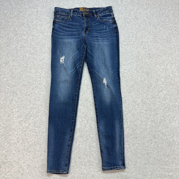 Kut From The Kloth Jeans Distressed Skinny Ankle Jeans WMNS 10 Med Wash MidRise - Picture 1 of 10